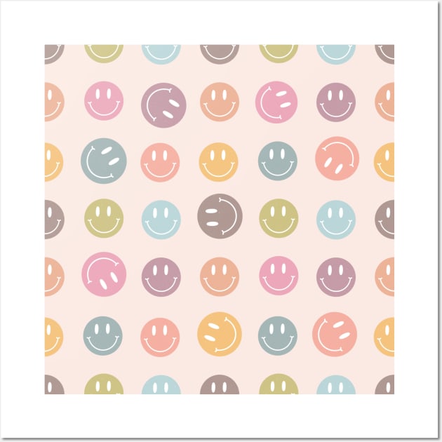 Smiley Face emojis Retro Pattern Wall Art by Mastilo Designs